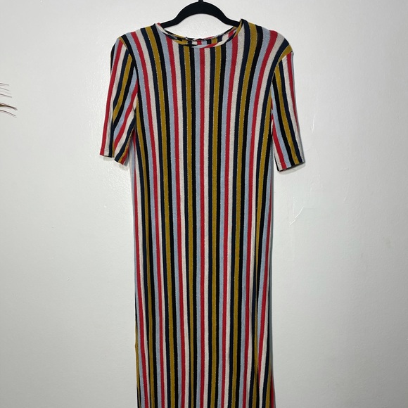 Zara Shiny Multi Colored Striped Dress - Picture 6 of 7